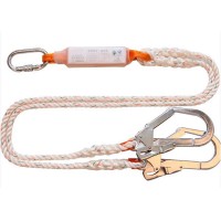 single lanyard with carabiner and a safety snap hook and a ring