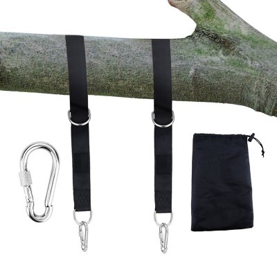 Tree Swing Hanging Kit,  2 Strap & Snap Carabiner Hook, Easy & Fast Swing Hanger Installation to Tree for Swings, Hammocks(Black)