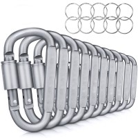 10PCS Aluminum D Ring Locking Carabiner WIth 10PCS Key Ring