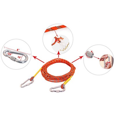 Outdoor Rock Climbing Safety Rope, Climb Equipment Rope with Hook