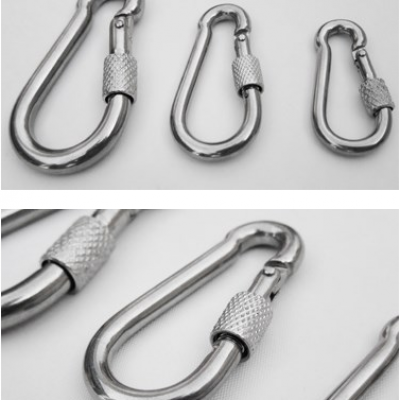 High Quality Stainless Steel Screw Lock Snap Hooks With Eyelet Spring Hook Carabiner