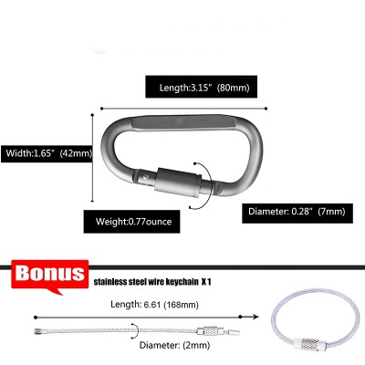 9 PCS Aluminum D Ring Locking Carabiner Clip D Shape Super Strong and Light Large Carabiner Keychain Clip for Outdoor Camping Key Chain Heavy Duty Lock Hooks Spring Link Newly Improved Design
