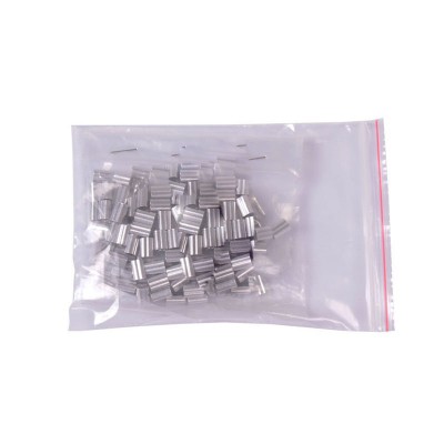 High Quaity 100 pcs 1/16-inch Wire Rope Aluminum Sleeves Clip Fittings Cable Crimps + 10 pcs M2 Stainless Steel Thimble Combo
