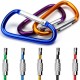 10 Pack Aluminum D-ring Carabiners D Shape Keychain Clips Hook Buckle Spring-Loaded Gate for Camping Hiking Fishing, with 10 Stainless Steel Wire Keychains, 10 Key Rings – Multi-Color