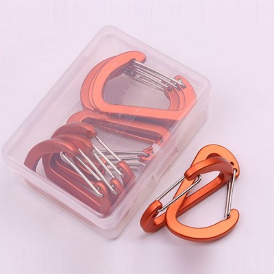 Aluminum Alloy Spring Clip Metal Carabiner Buckle, D Shaped, Flat Style, 12Pcs/Pack