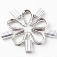 High Quaity 100 pcs 1/8-inch Wire Rope Aluminum Sleeves Clip Fittings Cable Crimps + 10 pcs M3 Stainless Steel Thimble Combo