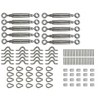 10 Pack Heavy Duty Stainless Steel Cable Railing Kits For Wood Posts, DIY Balustrade Kit with Jaw Swage Fork Turnbuckle