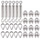 6-Pcs Turnbuckle Tension Wire Rope With Eye&Hook (M6), 12-Pcs 1/8 Inch Wire Rope Cable Clip Clamp (M3), 10-Pcs Thimble (M3), Stainless Steel Kit